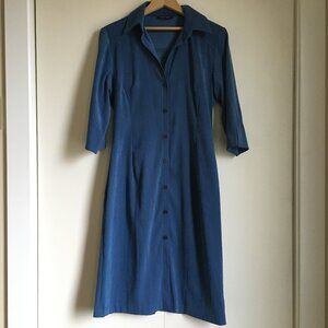 Vintage 90s Garage Soft Faux Suede Long Button Down Dress